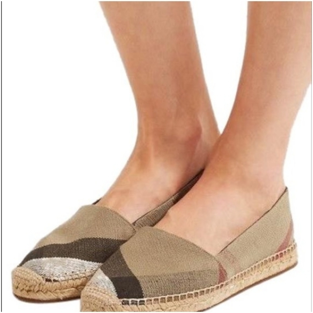 Burberry London Hodgeson Check Espadrille Shoes Size 38